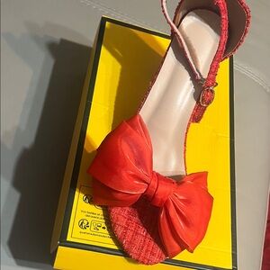 Women’s Red Bow Front Ankle-Strap Sandal
